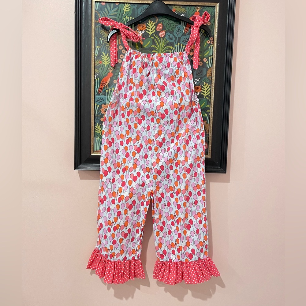 🎈Just Ducky birthday balloon cotton romper pink girls 4